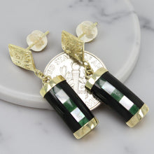 Load image into Gallery viewer, 14K Yellow Gold Dragon Dangle Earrings with Black Onyx &amp; M.O.P