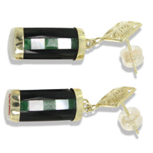 Load image into Gallery viewer, 14K Yellow Gold Dragon Dangle Earrings with Black Onyx &amp; M.O.P