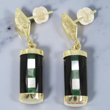 Load image into Gallery viewer, 14K Yellow Gold Dragon Dangle Earrings with Black Onyx &amp; M.O.P
