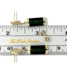 Load image into Gallery viewer, 14K Yellow Gold Dragon Dangle Earrings with Jade &amp; Black Onyx