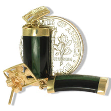 Load image into Gallery viewer, 14K Yellow Gold Dragon Dangle Earrings with Jade &amp; Black Onyx