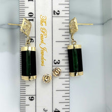 Load image into Gallery viewer, 14K Yellow Gold Dragon Dangle Earrings with Jade &amp; Black Onyx