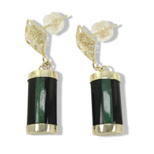 Load image into Gallery viewer, 14K Yellow Gold Dragon Dangle Earrings with Jade &amp; Black Onyx