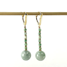 Load image into Gallery viewer, 14K Yellow Gold Celadon Green Jadeite Dangling Earrings