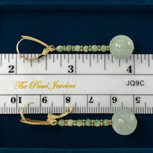 Load image into Gallery viewer, 14K Yellow Gold Celadon Green Jadeite Dangling Earrings