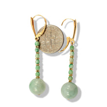 Load image into Gallery viewer, 14K Yellow Gold Celadon Green Jadeite Dangling Earrings
