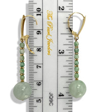 Load image into Gallery viewer, 14K Yellow Gold Celadon Green Jadeite Dangling Earrings