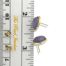 Load image into Gallery viewer, 14K Yellow Gold Bezel Setting Oval Lavender Jade Stud Earrings