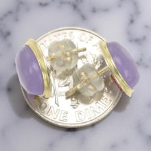 Load image into Gallery viewer, 14K Yellow Gold Bezel Setting Oval Lavender Jade Stud Earrings