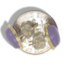 Load image into Gallery viewer, 14K Yellow Gold Bezel Setting Oval Lavender Jade Stud Earrings