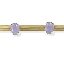 Load image into Gallery viewer, 14K Yellow Gold Oval Lavender Jade Cabochon Stud Earrings