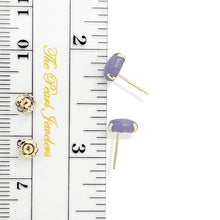 Load image into Gallery viewer, 14K Yellow Gold Oval Lavender Jade Cabochon Stud Earrings