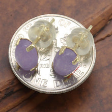 Load image into Gallery viewer, 14K Yellow Gold Oval Lavender Jade Cabochon Stud Earrings