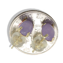 Load image into Gallery viewer, 14K Yellow Gold Oval Lavender Jade Cabochon Stud Earrings