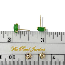 Load image into Gallery viewer, 14K Yellow Gold Oval Green Jade Cabochon Stud Earrings