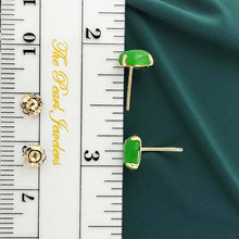 Load image into Gallery viewer, 14K Yellow Gold Oval Green Jade Cabochon Stud Earrings