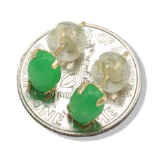 Load image into Gallery viewer, 14K Yellow Gold Oval Green Jade Cabochon Stud Earrings