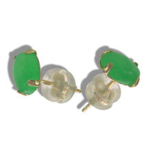 Load image into Gallery viewer, 14K Yellow Gold Oval Green Jade Cabochon Stud Earrings