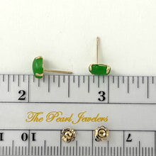 Load image into Gallery viewer, 1100263-14k-Yellow-Gold-Cabochon-Oval-Shaped-Green-Jade-Stud-Earrings