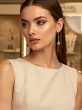 Load image into Gallery viewer, 14K Yellow Gold Celadon Green Jadeite Leverback Earrings