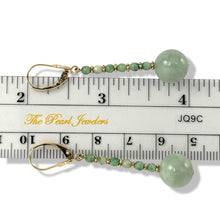 Load image into Gallery viewer, 14K Yellow Gold Celadon Green Jadeite Leverback Earrings