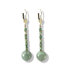 Load image into Gallery viewer, 14K Yellow Gold Celadon Green Jadeite Leverback Earrings