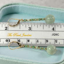 Load image into Gallery viewer, 14K Yellow Gold Celadon Green Jadeite Leverback Earrings