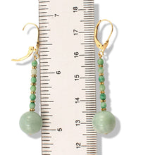 Load image into Gallery viewer, 14K Yellow Gold Celadon Green Jadeite Leverback Earrings