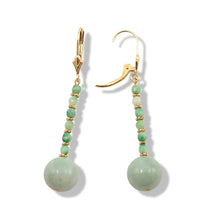 Load image into Gallery viewer, 14K Yellow Gold Celadon Green Jadeite Leverback Earrings
