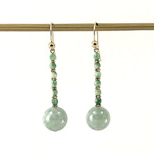 Load image into Gallery viewer, 14K Yellow Gold Celadon Green Jadeite Hook Earrings