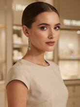 Load image into Gallery viewer, 14K Yellow Gold Celadon Green Jadeite Hook Earrings