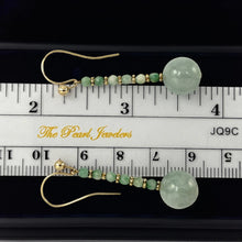 Load image into Gallery viewer, 14K Yellow Gold Celadon Green Jadeite Hook Earrings