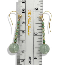 Load image into Gallery viewer, 14K Yellow Gold Celadon Green Jadeite Hook Earrings