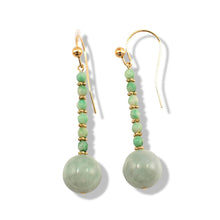 Load image into Gallery viewer, 14K Yellow Gold Celadon Green Jadeite Hook Earrings