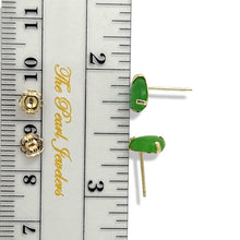 Load image into Gallery viewer, 14K Yellow Gold Pear Cabochon Green Jade Stud Earrings