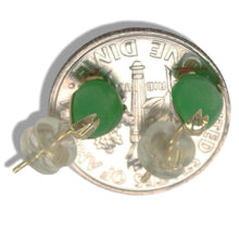 Load image into Gallery viewer, 14K Yellow Gold Pear Cabochon Green Jade Stud Earrings