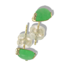 Load image into Gallery viewer, 14K Yellow Gold Pear Cabochon Green Jade Stud Earrings