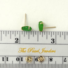 Load image into Gallery viewer, 1100293-14k-Yellow-Gold-Pear-Cabochon-Green-Jade-Stud-Earrings