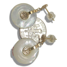 Load image into Gallery viewer, 14K Yellow Gold Blessing Donut Mother of Pearl Earrings