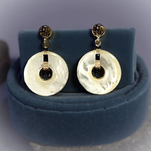 Load image into Gallery viewer, 14K Yellow Gold Blessing Donut Mother of Pearl Earrings