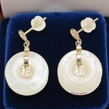 Load image into Gallery viewer, 14K Yellow Gold Blessing Donut Mother of Pearl Earrings