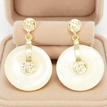 Load image into Gallery viewer, 14K Yellow Gold Blessing Donut Mother of Pearl Earrings