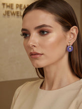 Load image into Gallery viewer, 14K Yellow Gold Blessing Donut Lavender Jade Earrings