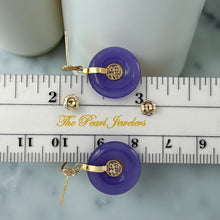 Load image into Gallery viewer, 14K Yellow Gold Blessing Donut Lavender Jade Earrings