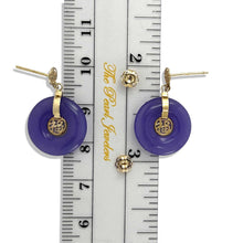 Load image into Gallery viewer, 14K Yellow Gold Blessing Donut Lavender Jade Earrings
