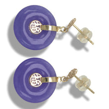 Load image into Gallery viewer, 14K Yellow Gold Blessing Donut Lavender Jade Earrings