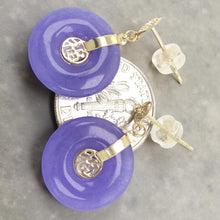 Load image into Gallery viewer, 14K Yellow Gold Blessing Donut Lavender Jade Earrings