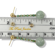Load image into Gallery viewer, 14K Yellow Gold Celadon Green Jadeite Ball Dangle Earrings
