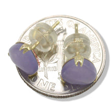 Load image into Gallery viewer, 14K Yellow Gold Handcrafted Heart Lavender Jade Stud Earrings
