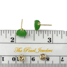 Load image into Gallery viewer, 14K Yellow Gold Heart Green Jade Stud Earrings